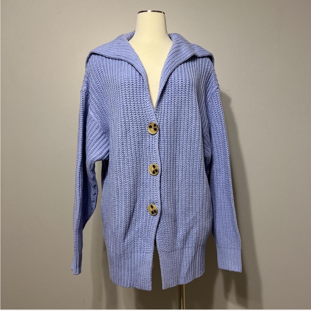 Free People Lavender Blue Chunky Knit Cardigan